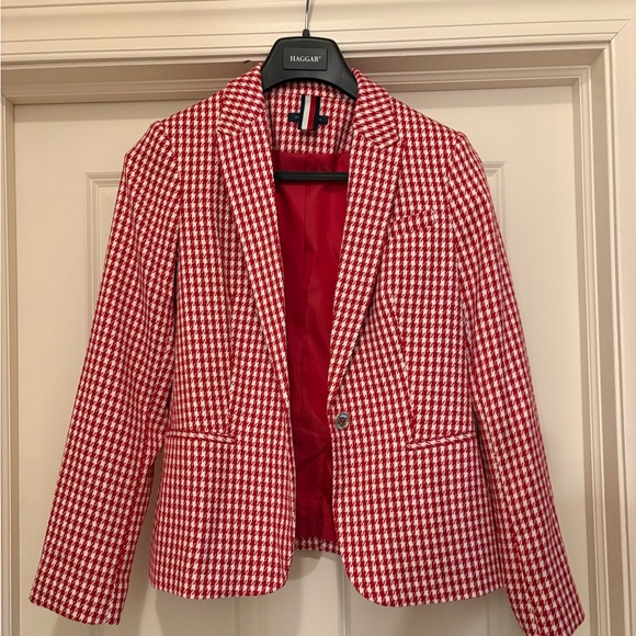 NWT - Tommy Hilfiger Red Houndstooth Women's Blazer - Picture 3 of 6